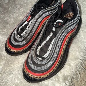 Nike AirMax 97 Black, Red, and Leopard Print